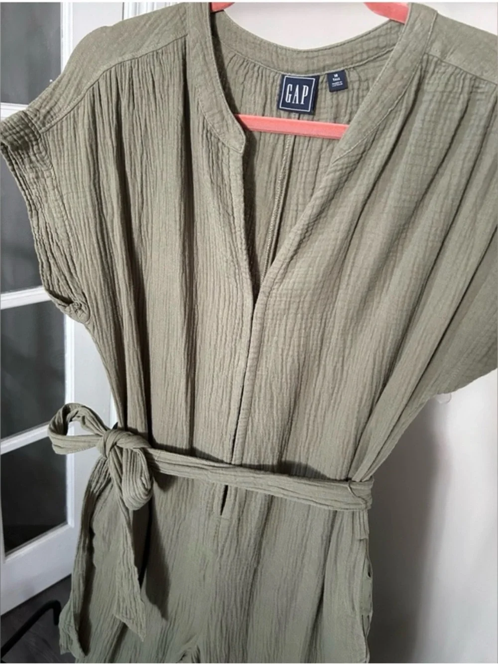 Gap Green Gauze Belted Jumpsuit (14 Tall) - Picture 3 of 7